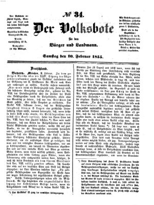 Der Volksbote für den Bürger und Landmann Samstag 10. Februar 1855