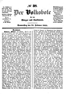 Der Volksbote für den Bürger und Landmann Donnerstag 15. Februar 1855