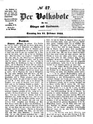 Der Volksbote für den Bürger und Landmann Sonntag 25. Februar 1855