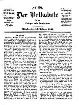 Der Volksbote für den Bürger und Landmann Dienstag 27. Februar 1855