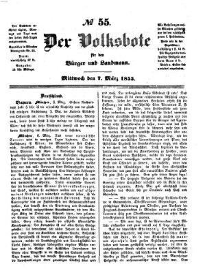 Der Volksbote für den Bürger und Landmann Mittwoch 7. März 1855