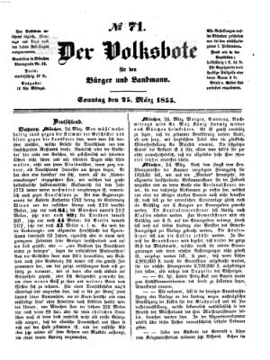 Der Volksbote für den Bürger und Landmann Sonntag 25. März 1855