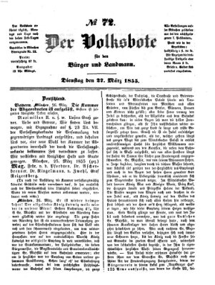 Der Volksbote für den Bürger und Landmann Dienstag 27. März 1855