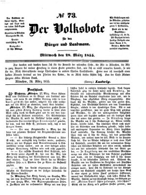 Der Volksbote für den Bürger und Landmann Mittwoch 28. März 1855