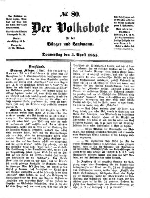 Der Volksbote für den Bürger und Landmann Donnerstag 5. April 1855