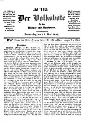 Der Volksbote für den Bürger und Landmann Donnerstag 17. Mai 1855