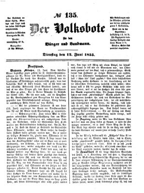 Der Volksbote für den Bürger und Landmann Dienstag 12. Juni 1855