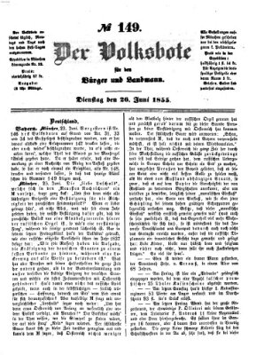 Der Volksbote für den Bürger und Landmann Dienstag 26. Juni 1855