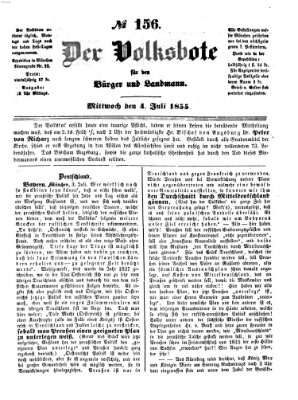 Der Volksbote für den Bürger und Landmann Mittwoch 4. Juli 1855