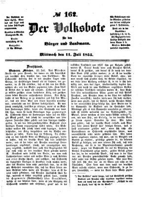 Der Volksbote für den Bürger und Landmann Mittwoch 11. Juli 1855