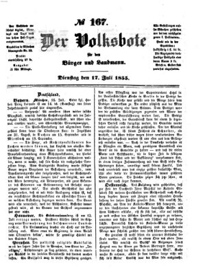 Der Volksbote für den Bürger und Landmann Dienstag 17. Juli 1855