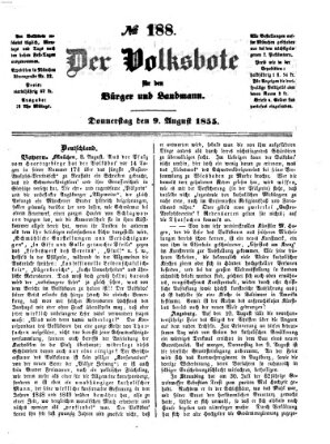 Der Volksbote für den Bürger und Landmann Donnerstag 9. August 1855