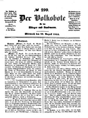 Der Volksbote für den Bürger und Landmann Mittwoch 22. August 1855