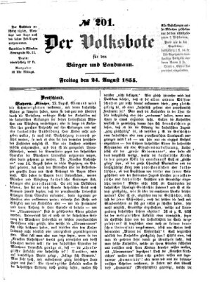 Der Volksbote für den Bürger und Landmann Freitag 24. August 1855