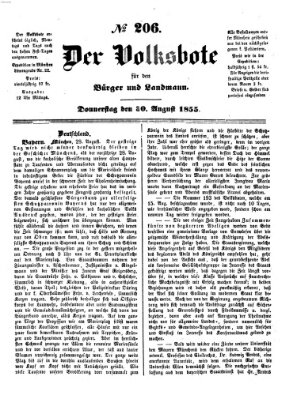 Der Volksbote für den Bürger und Landmann Donnerstag 30. August 1855