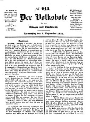 Der Volksbote für den Bürger und Landmann Donnerstag 6. September 1855