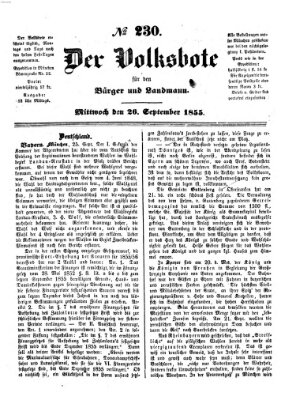 Der Volksbote für den Bürger und Landmann Mittwoch 26. September 1855