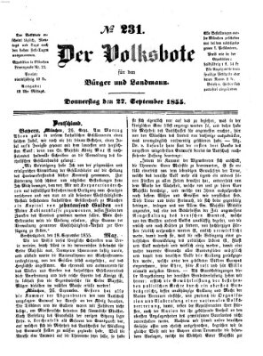 Der Volksbote für den Bürger und Landmann Donnerstag 27. September 1855