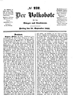 Der Volksbote für den Bürger und Landmann Freitag 28. September 1855