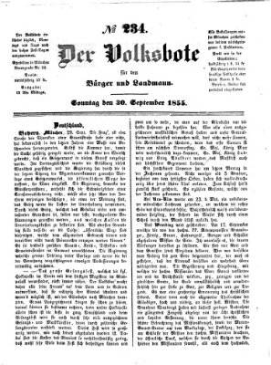 Der Volksbote für den Bürger und Landmann Sonntag 30. September 1855