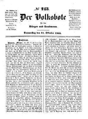 Der Volksbote für den Bürger und Landmann Donnerstag 11. Oktober 1855