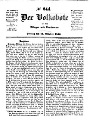 Der Volksbote für den Bürger und Landmann Freitag 12. Oktober 1855