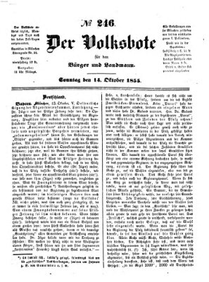 Der Volksbote für den Bürger und Landmann Sonntag 14. Oktober 1855