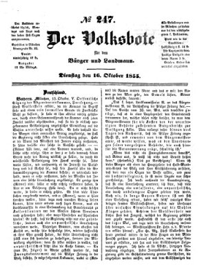 Der Volksbote für den Bürger und Landmann Dienstag 16. Oktober 1855