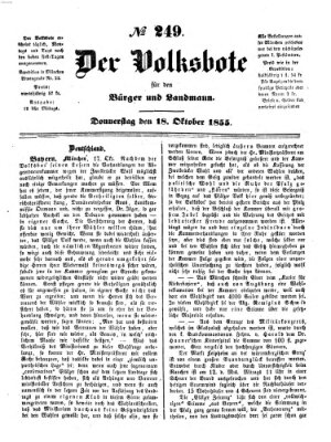 Der Volksbote für den Bürger und Landmann Donnerstag 18. Oktober 1855