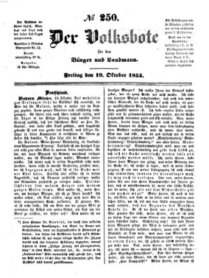 Der Volksbote für den Bürger und Landmann Freitag 19. Oktober 1855