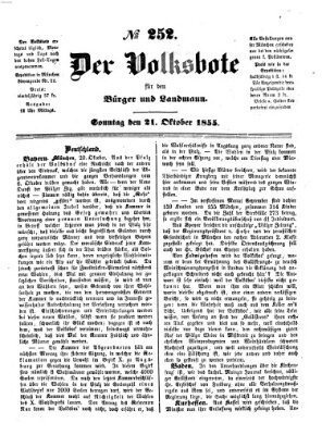 Der Volksbote für den Bürger und Landmann Sonntag 21. Oktober 1855