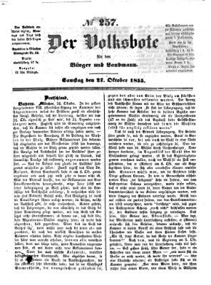 Der Volksbote für den Bürger und Landmann Samstag 27. Oktober 1855