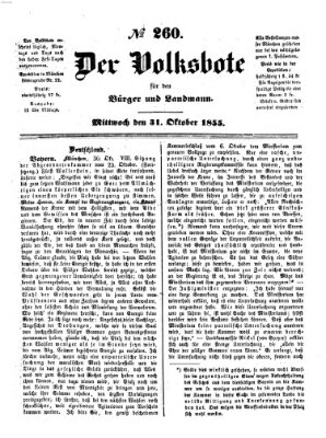 Der Volksbote für den Bürger und Landmann Mittwoch 31. Oktober 1855