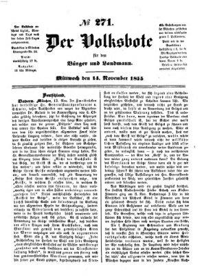 Der Volksbote für den Bürger und Landmann Mittwoch 14. November 1855