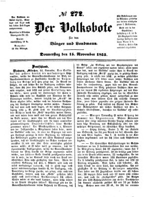 Der Volksbote für den Bürger und Landmann Donnerstag 15. November 1855