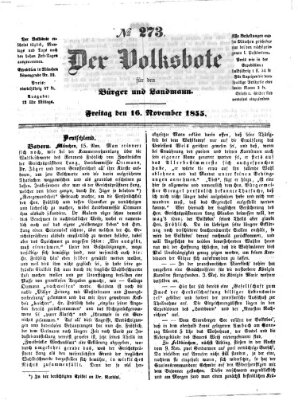 Der Volksbote für den Bürger und Landmann Freitag 16. November 1855