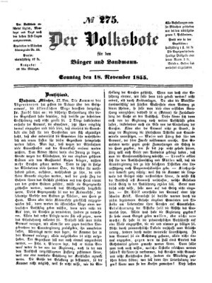 Der Volksbote für den Bürger und Landmann Sonntag 18. November 1855