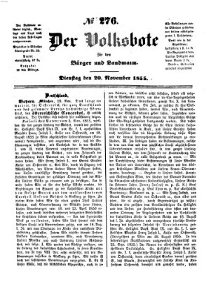 Der Volksbote für den Bürger und Landmann Dienstag 20. November 1855