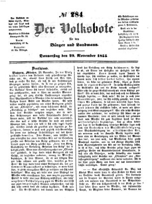 Der Volksbote für den Bürger und Landmann Donnerstag 29. November 1855