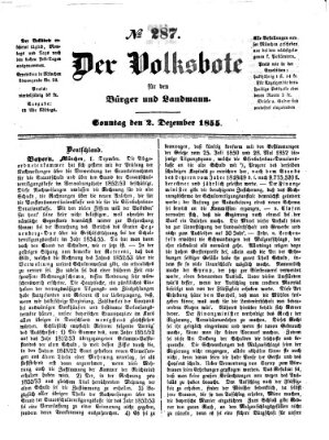 Der Volksbote für den Bürger und Landmann Sonntag 2. Dezember 1855