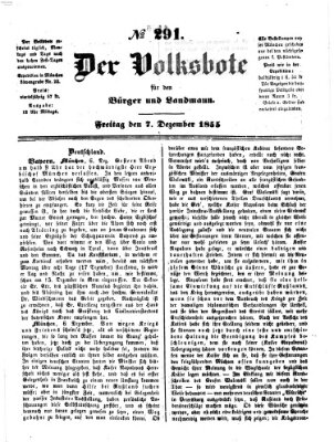 Der Volksbote für den Bürger und Landmann Freitag 7. Dezember 1855