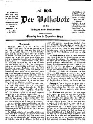 Der Volksbote für den Bürger und Landmann Sonntag 9. Dezember 1855