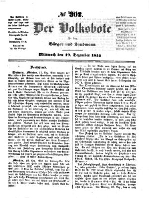 Der Volksbote für den Bürger und Landmann Mittwoch 19. Dezember 1855