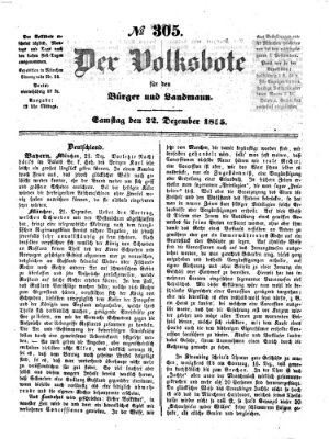 Der Volksbote für den Bürger und Landmann Samstag 22. Dezember 1855