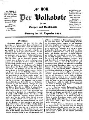 Der Volksbote für den Bürger und Landmann Sonntag 23. Dezember 1855