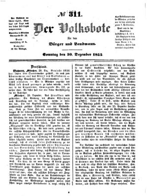 Der Volksbote für den Bürger und Landmann Sonntag 30. Dezember 1855