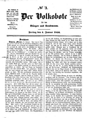 Der Volksbote für den Bürger und Landmann Freitag 4. Januar 1856