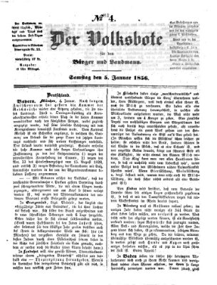 Der Volksbote für den Bürger und Landmann Samstag 5. Januar 1856