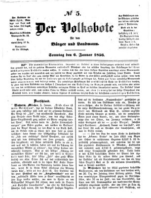 Der Volksbote für den Bürger und Landmann Sonntag 6. Januar 1856