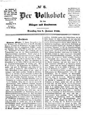 Der Volksbote für den Bürger und Landmann Dienstag 8. Januar 1856